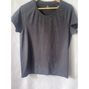 Tuff Athletics Womens Grey Space Dye Raglan Short Sleeve Workout Top Large